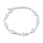 14K Gold Diamond Accented Mother of Pearl Evil Eyes Link Bracelet - Bracelets - Izakov Diamonds + Fine Jewelry