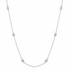 Elegant silver necklace with delicate chain and five sparkling gemstone accents from our jewelry brand collection.