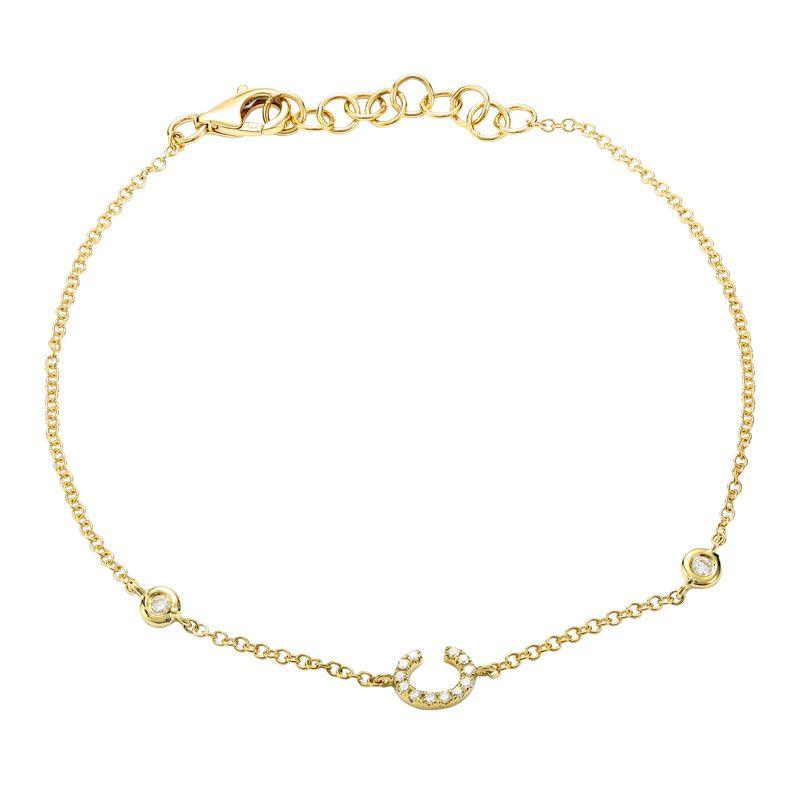 14K Gold Pave Diamond Initial Bracelet C / Yellow Gold Izakov Diamonds + Fine Jewelry