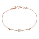 14K Gold Pave Diamond Initial Bracelet E / Rose Gold Izakov Diamonds + Fine Jewelry