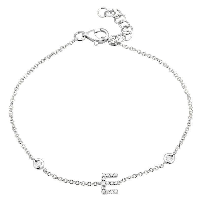 Pave Diamond Initial Bracelet E / White Gold Izakov Diamonds + Fine Jewelry VI