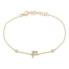 14K Gold Pave Diamond Initial Bracelet F / Yellow Gold Izakov Diamonds + Fine Jewelry