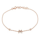 14K Gold Pave Diamond Initial Bracelet M / Rose Gold Izakov Diamonds + Fine Jewelry