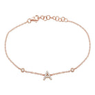 Rose gold initial A bracelet with delicate chain and sparkling gemstones from our jewelry collection.