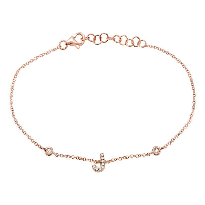 Elegant rose gold bracelet with sparkling initial charm and delicate chain from our luxury jewelry collection