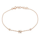 Rose gold bracelet with letter N and diamond accents from our elegant jewelry collection