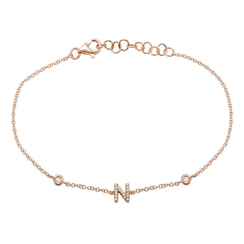 Rose gold bracelet with letter N and diamond accents from our elegant jewelry collection