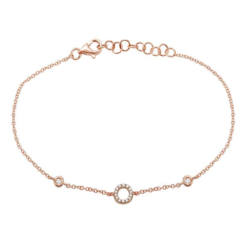 Delicate rose gold bracelet with dainty diamond accents from [Jewelry Brand], perfect for elegant and minimalist style.