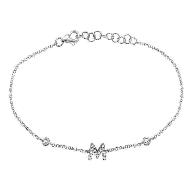 Elegant silver bracelet with a diamond-studded "M" pendant from our luxurious jewelry collection.