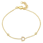 Gold bracelet with letter D charm and diamond accents by [Your Jewelry Brand]