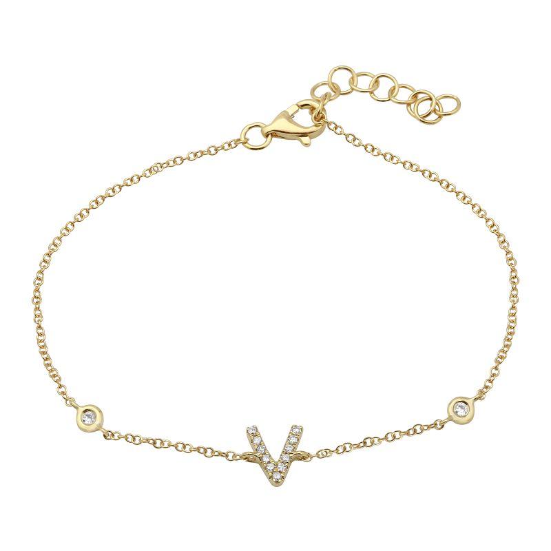 Elegant gold bracelet with V-shaped diamond pendant by our jewelry brand