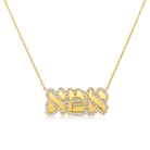 Gold and diamond Hebrew script necklace, featuring intricate design, part of our luxury jewelry collection. Perfect for special occasions.