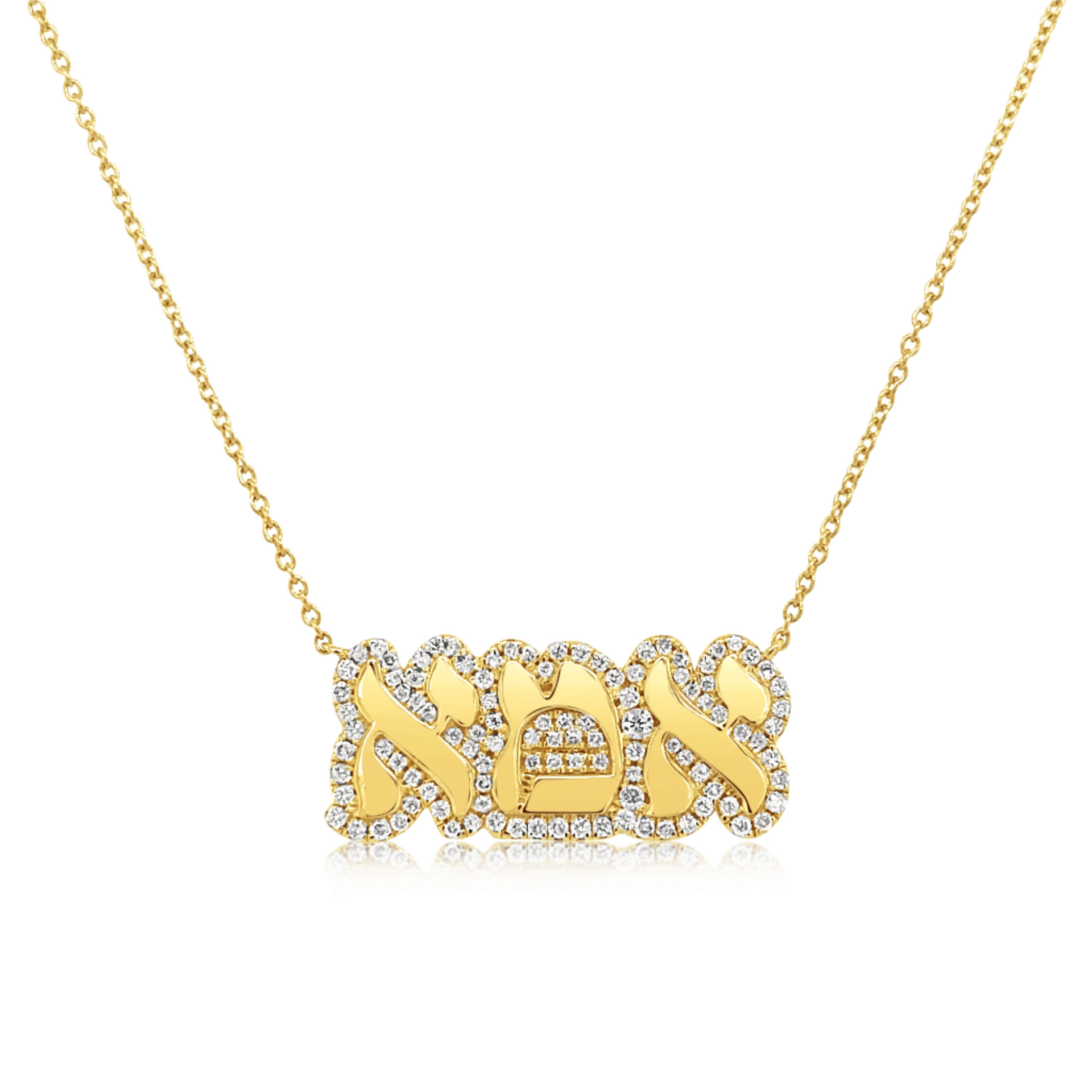 14K high quality Yellow Gold & diamond MOM pendant