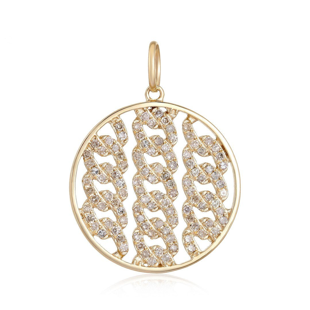 14K Gold Diamond Cuban Links Necklace Charm Yellow Gold Charms & Pendants by Izakov Diamonds + Fine Jewelry | Izakov