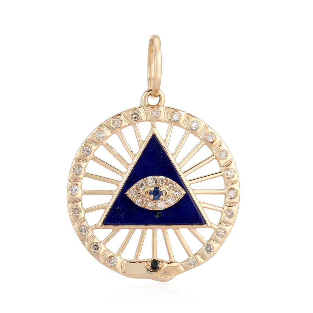 14K Gold Diamond Eye Of Providence Necklace Charm Yellow Gold Izakov Diamonds + Fine Jewelry