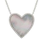 Heart-shaped mother-of-pearl pendant necklace with diamond border - elegant jewelry by [Your Jewelry Brand Name]