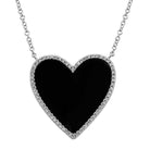 Heart-shaped black gemstone pendant necklace with silver chain from our luxury jewelry collection