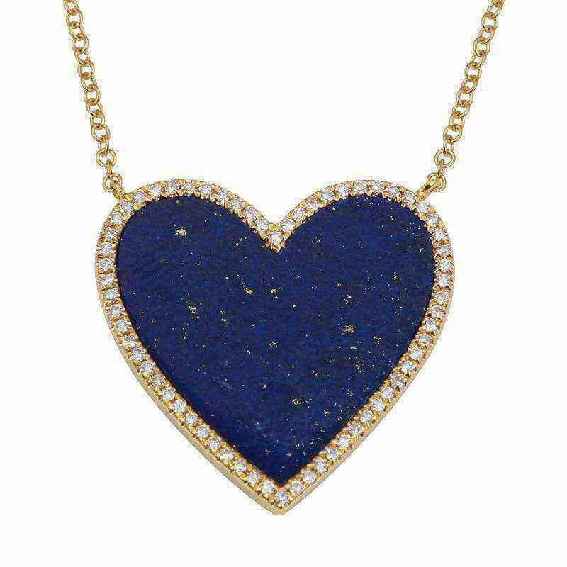 Heart-shaped pendant with blue gemstone and gold chain by our jewelry brand