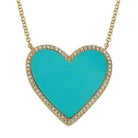 Heart-shaped turquoise pendant necklace with gold chain and diamond accents from our luxury jewelry collection