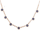 14K Gold Diamond Halo Lapis Evil Eyes Necklace - Necklaces - Izakov Diamonds + Fine Jewelry
