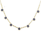 14K Gold Diamond Halo Lapis Evil Eyes Necklace - Necklaces - Izakov Diamonds + Fine Jewelry