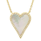 14K Gold Diamond Halo Mother of Pearl Skinny Necklace Yellow Gold Izakov Diamonds + Fine Jewelry