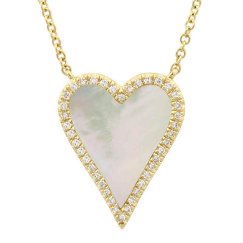 14K Gold Diamond Halo Mother of Pearl Skinny Necklace - Necklaces - Izakov Diamonds + Fine Jewelry