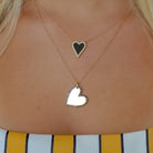 14K Gold Diamond Halo Onyx Skinny Heart Necklace Izakov Diamonds + Fine Jewelry