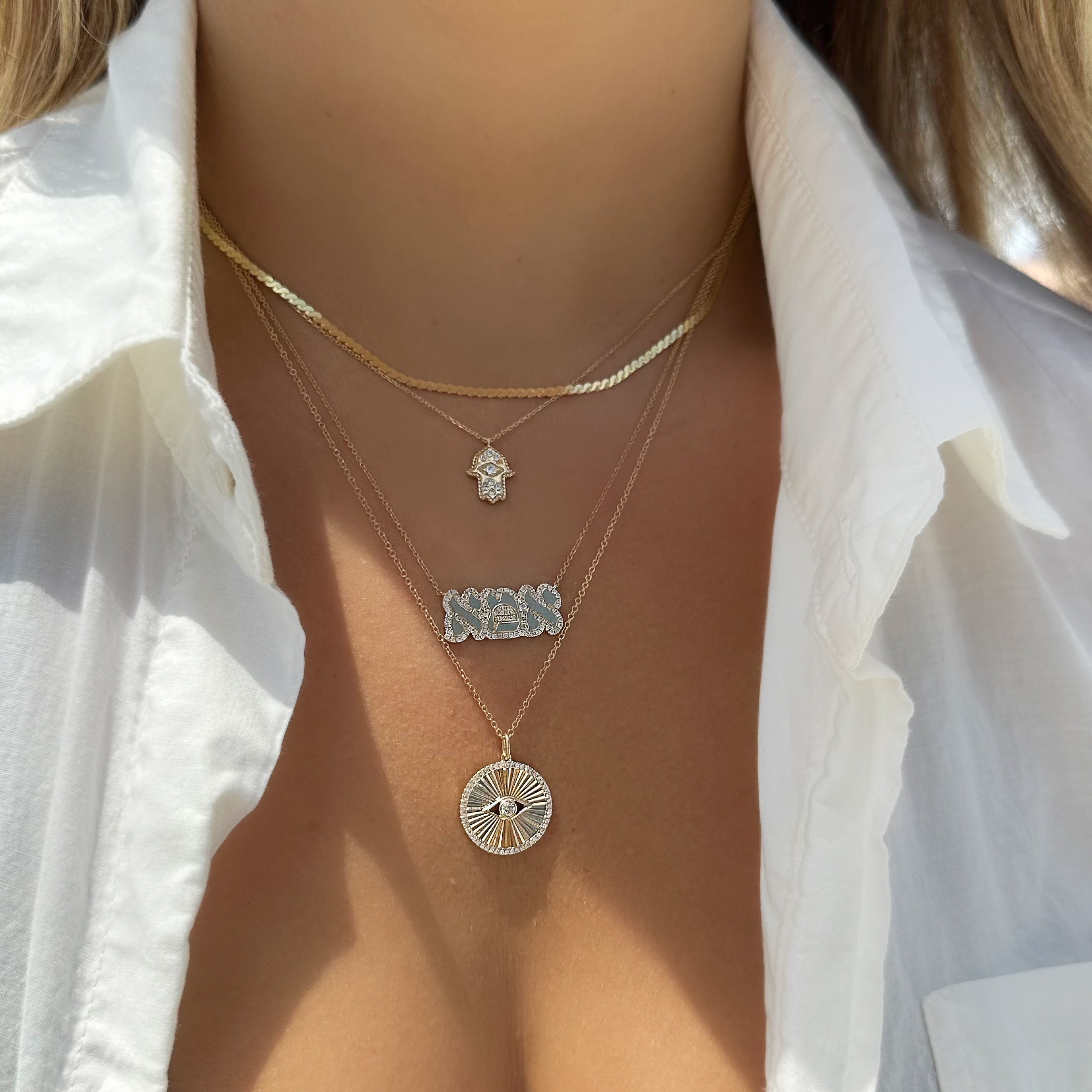 14K Gold Diamond Radiating Evil Eye Necklace Necklaces by Izakov Diamonds + Fine Jewelry | Izakov