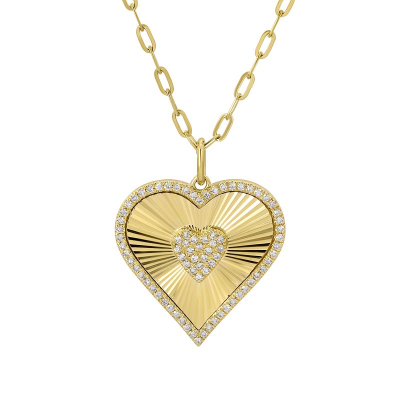 14K Gold Diamond Halo Radiating Heart Link Necklace Yellow Gold Necklaces by Izakov Diamonds + Fine Jewelry | Izakov