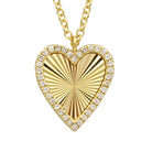 14K Gold Diamond Halo Radiating Mini Heart Necklace Yellow Gold Necklaces by Izakov Diamonds + Fine Jewelry | Izakov
