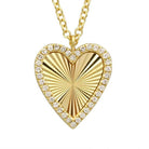 14K Gold Diamond Halo Radiating Mini Heart Necklace Yellow Gold Necklaces by Izakov Diamonds + Fine Jewelry | Izakov