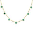 14K Gold Diamond Halo Turquoise Evil Eyes Necklace Yellow Gold Izakov Diamonds + Fine Jewelry