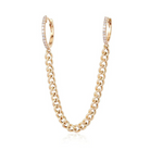 14K Gold Diamond Huggies Cuban Chained Earrings Single Yellow Gold Earrings by Izakov Diamonds + Fine Jewelry | Izakov