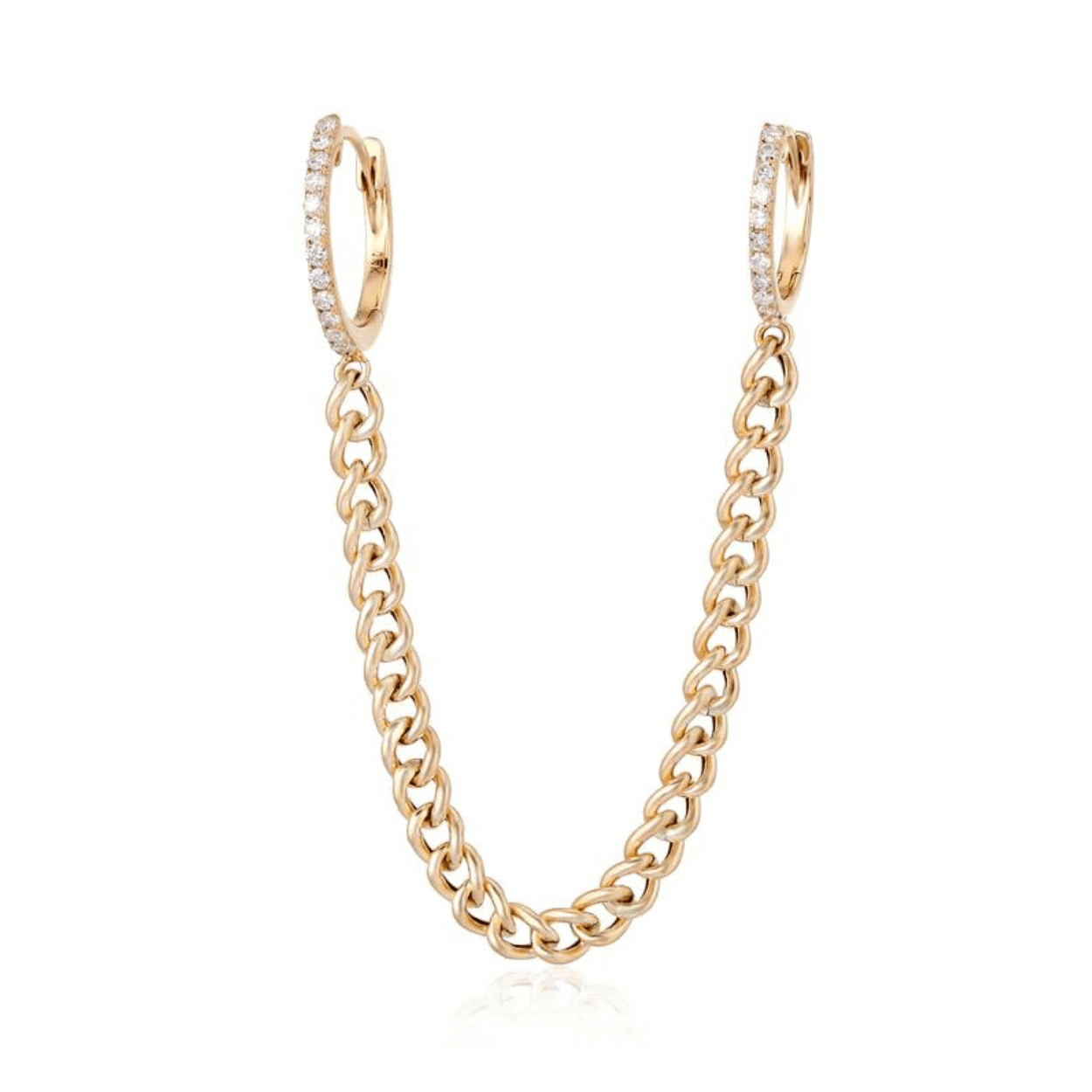 Elegant gold chain earrings with diamond accents from our luxury jewelry collection.