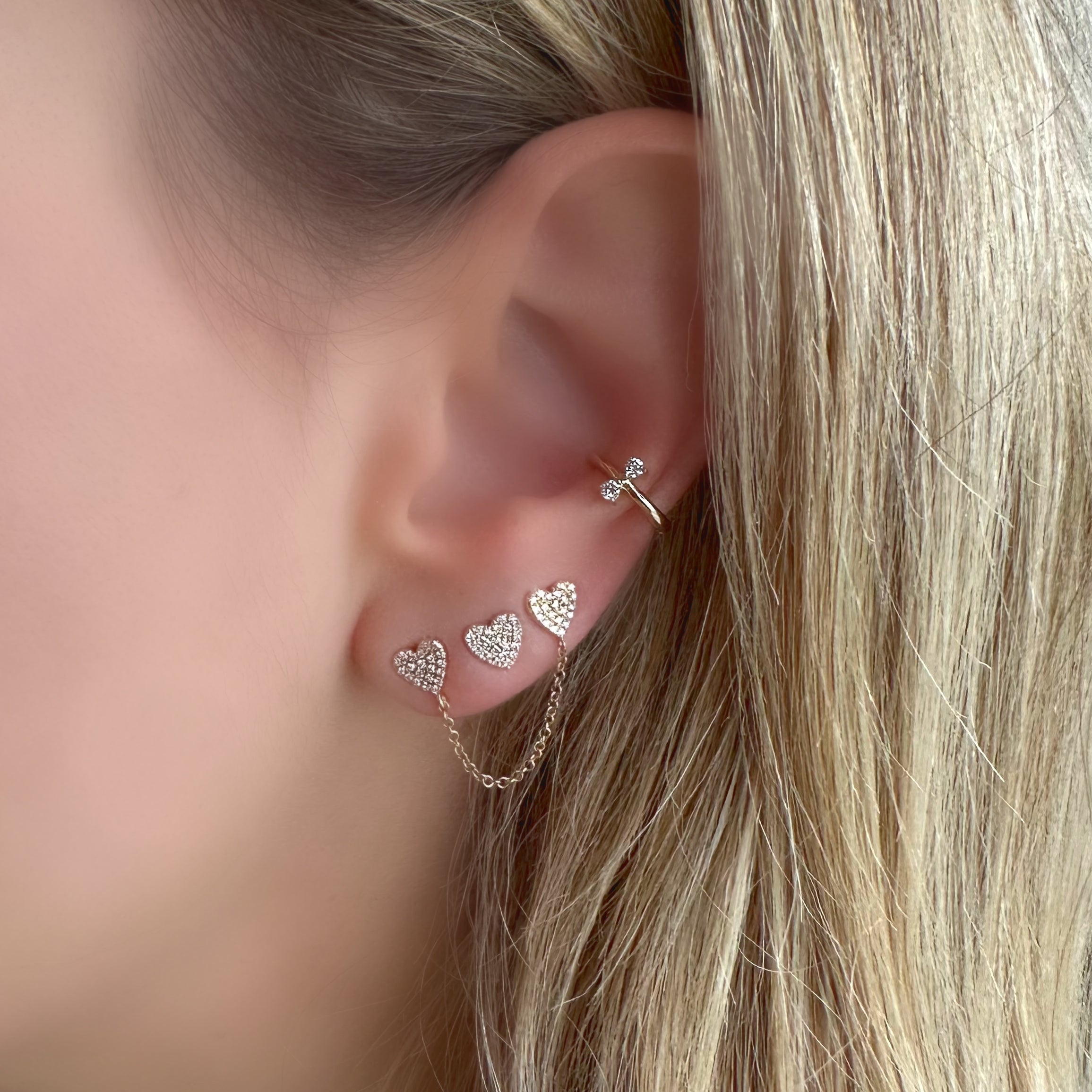 14K Gold Diamond Micro Pave Heart Button Earrings Pair Earrings by Izakov Diamonds + Fine Jewelry | Izakov