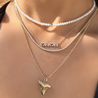 14K Gold Diamond Pave Hearts Font Mama Necklace - Necklaces - Izakov Diamonds + Fine Jewelry