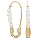 14K Gold Petite Diamond Pearl Small Safety Pin Earrings Yellow Gold Izakov Diamonds + Fine Jewelry