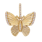 Diamond Radiating Butterfly Necklace Charm in 14K gold with diamond accents, symbolizing hope and beauty.