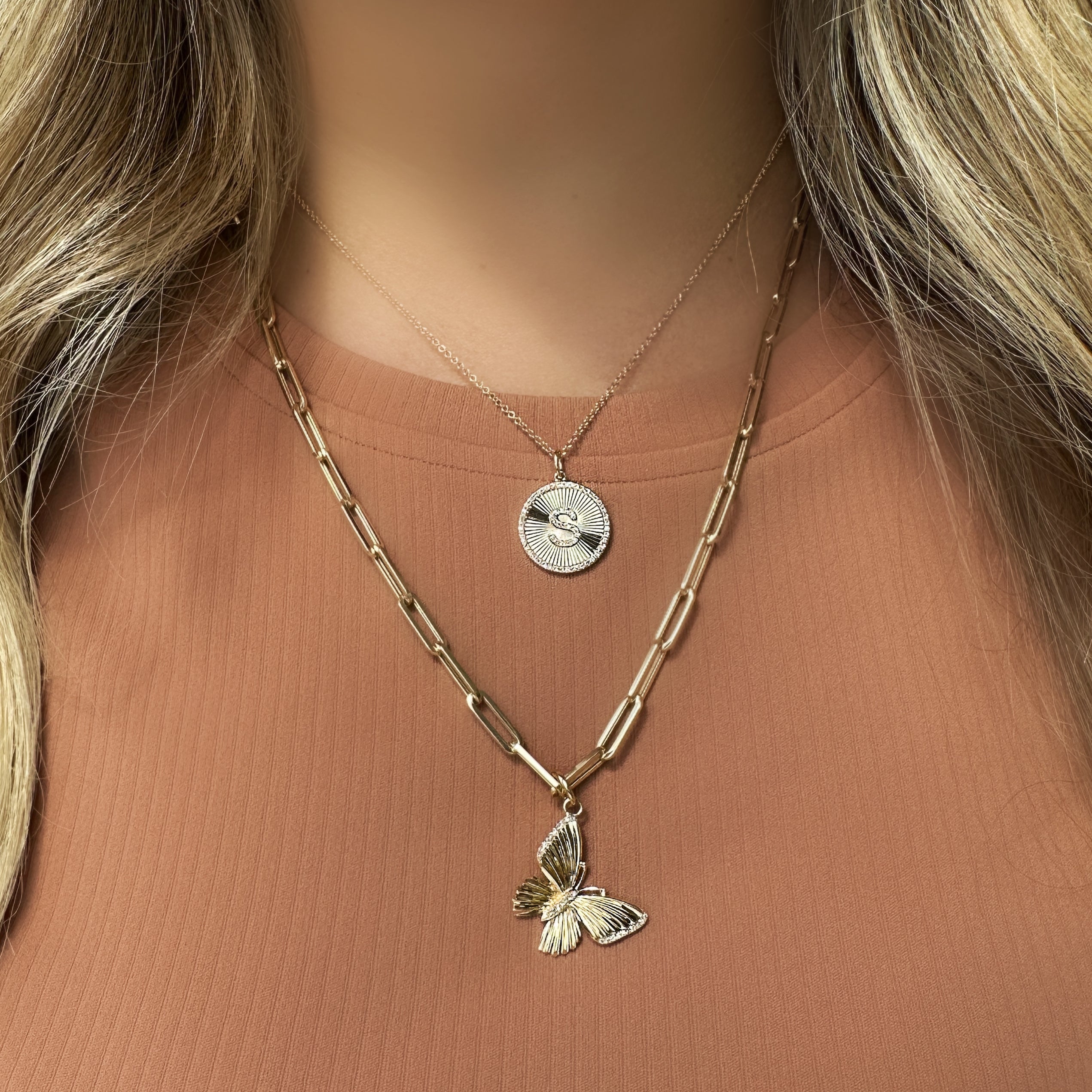 14K Gold Diamond Radiating Butterfly Necklace Charm Yellow Gold Charms & Pendants by Izakov Diamonds + Fine Jewelry | Izakov