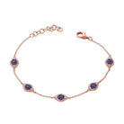 14K Gold Diamond & Sapphire Evil Eye Station Bracelet Rose Gold Bracelets by Izakov Diamonds + Fine Jewelry | Izakov