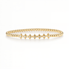 Diamond Spike Ball Stretch Bangle Bracelet featuring gold beads and geometric spikes with round-cut diamonds.