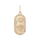 14K Gold Diamond Sun Stars & Moon Oval Necklace Charm - Charms & Pendants - Izakov Diamonds + Fine Jewelry