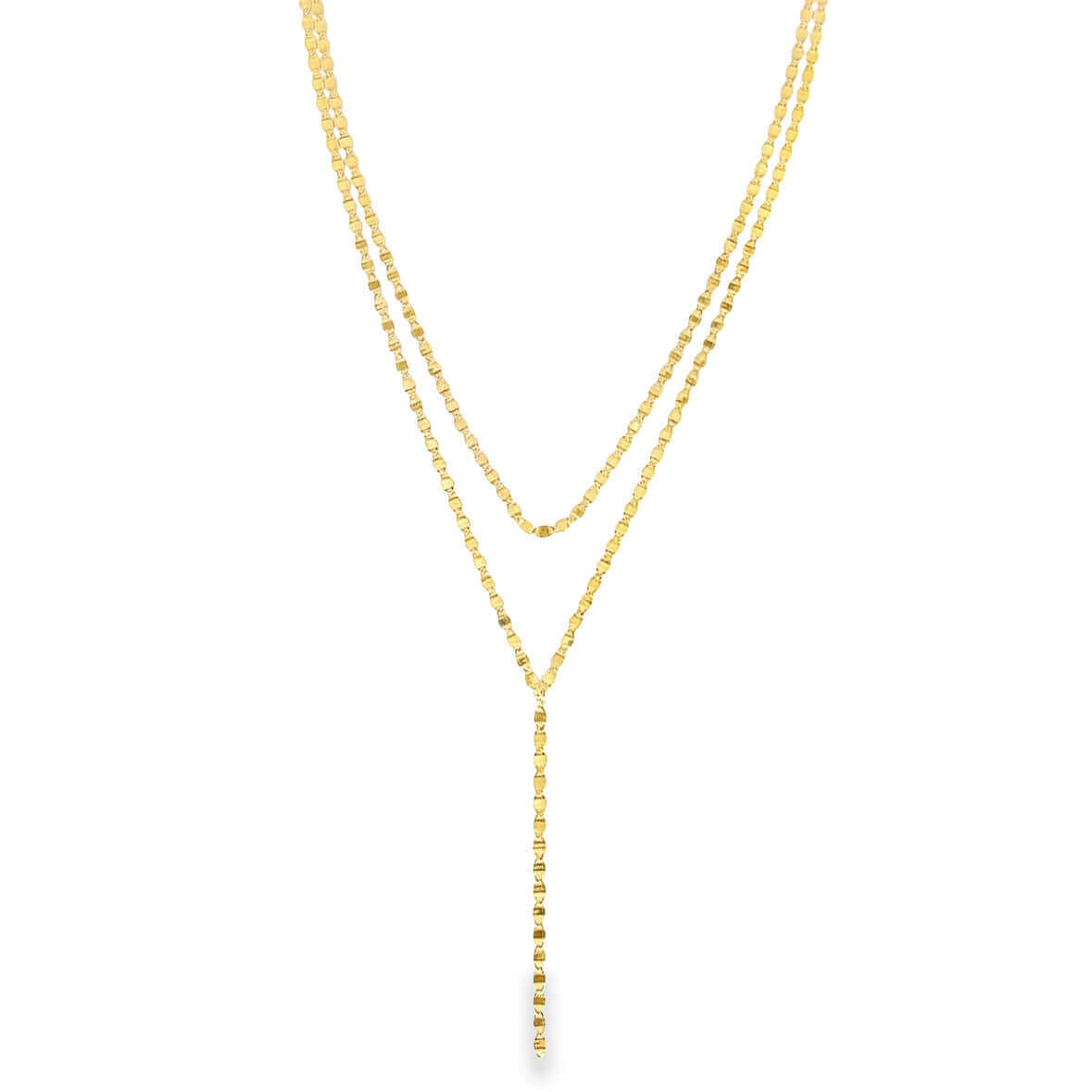 14K Gold Double Mirror Link Chain Lariat Necklace Yellow Gold Necklaces by Izakov Diamonds + Fine Jewelry | Izakov
