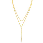 14K Gold Double Layer Mirror Link Chain Lariat Necklace - Necklaces - Izakov Diamonds + Fine Jewelry