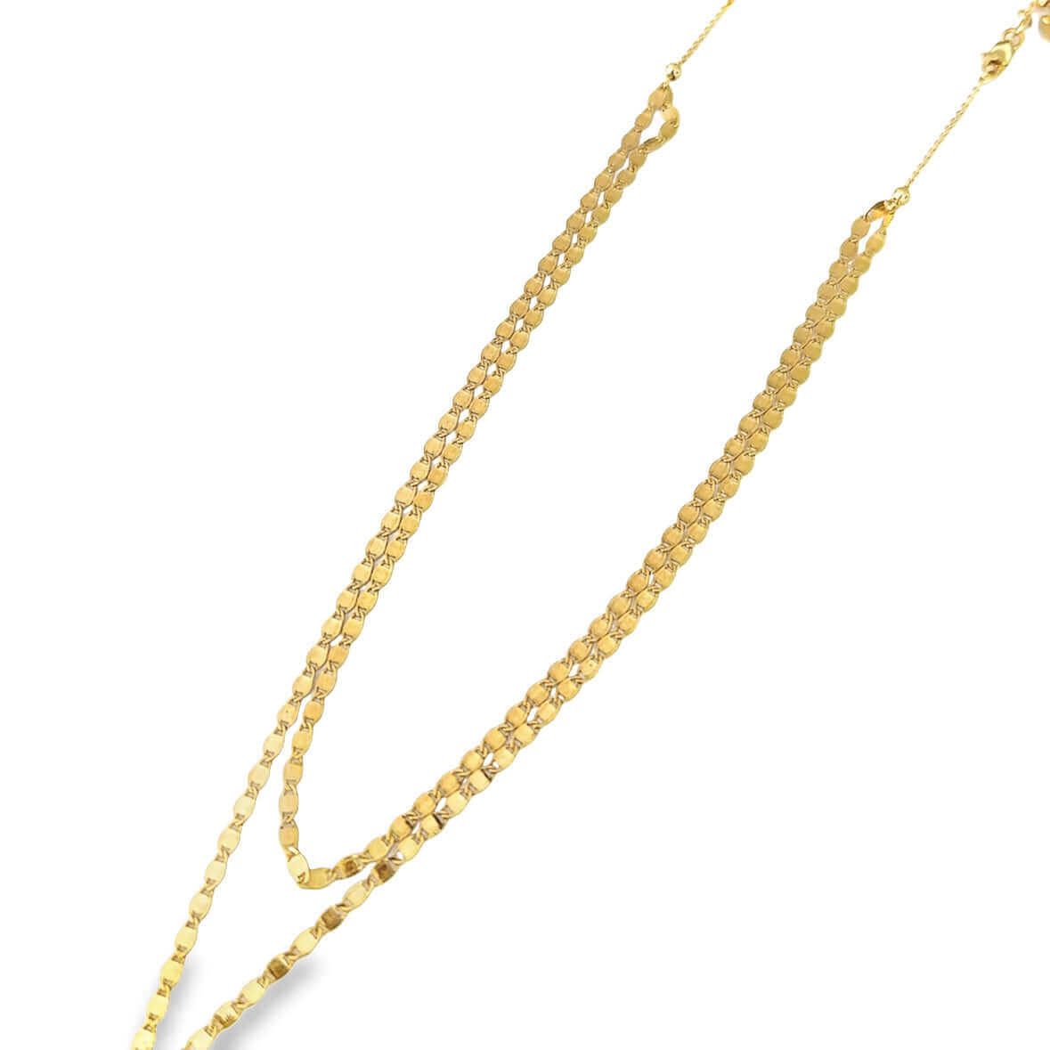 14K Gold Double Mirror Link Chain Lariat Necklace Yellow Gold Necklaces by Izakov Diamonds + Fine Jewelry | Izakov