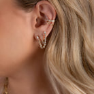14K Gold Double Pear Shaped Stud Chained Diamonds Earring Izakov Diamonds + Fine Jewelry