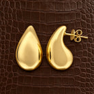 Drop Gold Earrings in 14K yellow gold, styled, Izakov Fine Jewelry