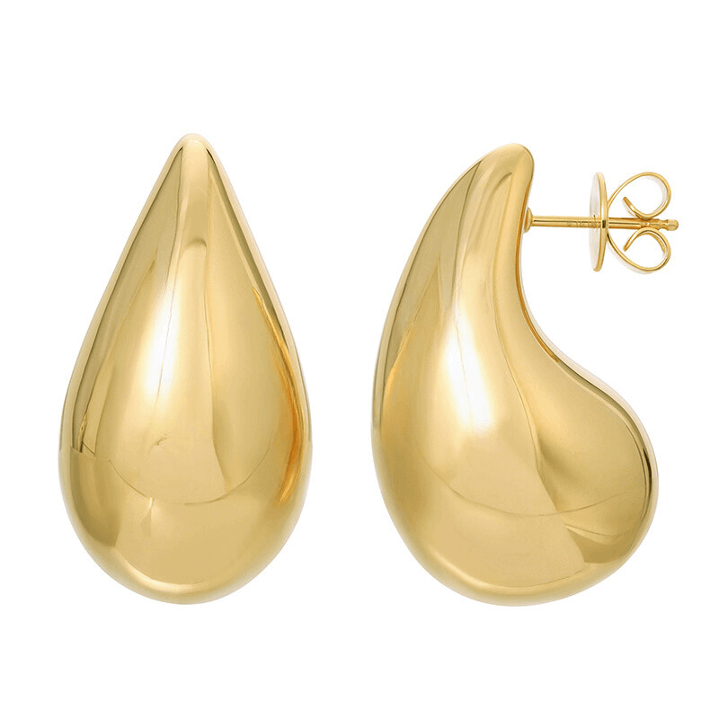 Elegant teardrop-shaped gold stud earrings from our jewelry collection.