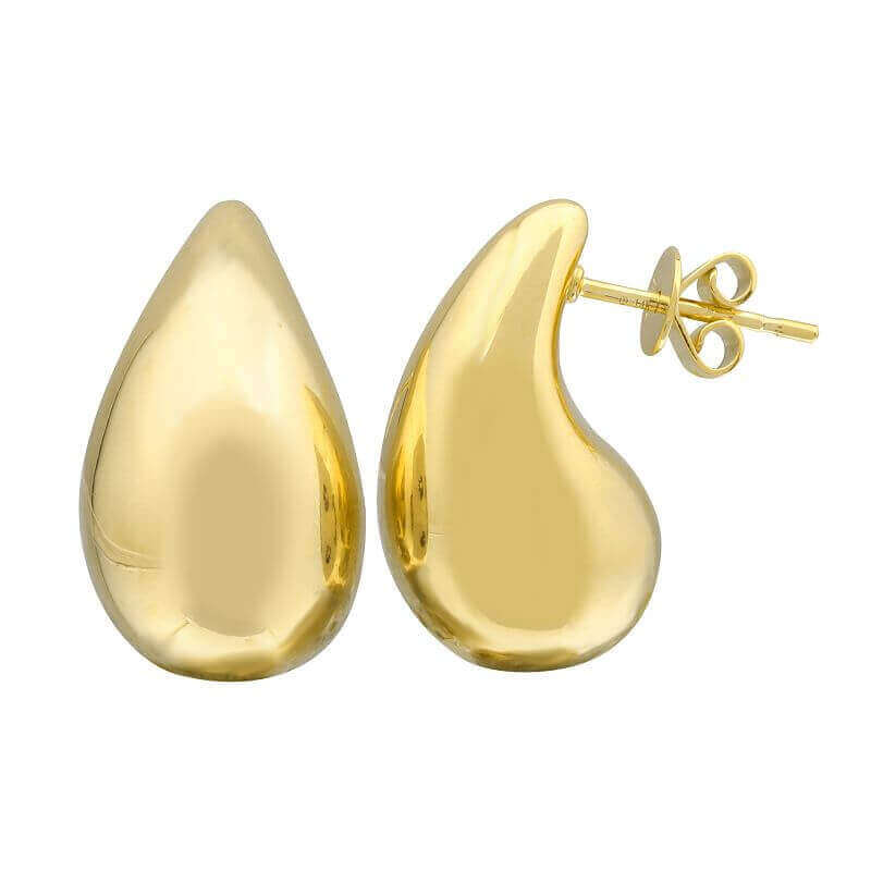 Elegant teardrop-shaped gold earrings, perfect for adding a touch of sophistication to any jewelry collection.